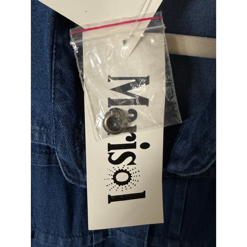 Marisol women's blouse denim button up embroidered floral vintage plus size - Picture 6 of 10